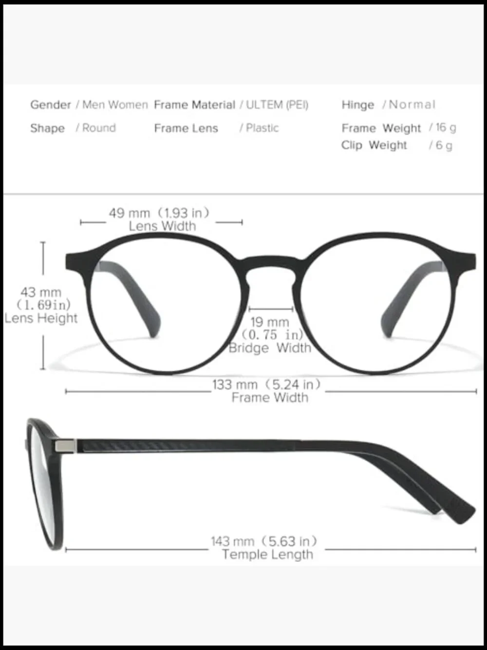 Round Eyeglasses Frame with 3 in 1 Polarized Magnetic Clip-On Sunglasses